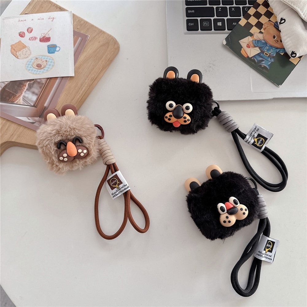 Compatible With  AirPods 5 / 4 Plush Case Cartoon Dog TPU Earphone Cover with Hand Strap - Style C