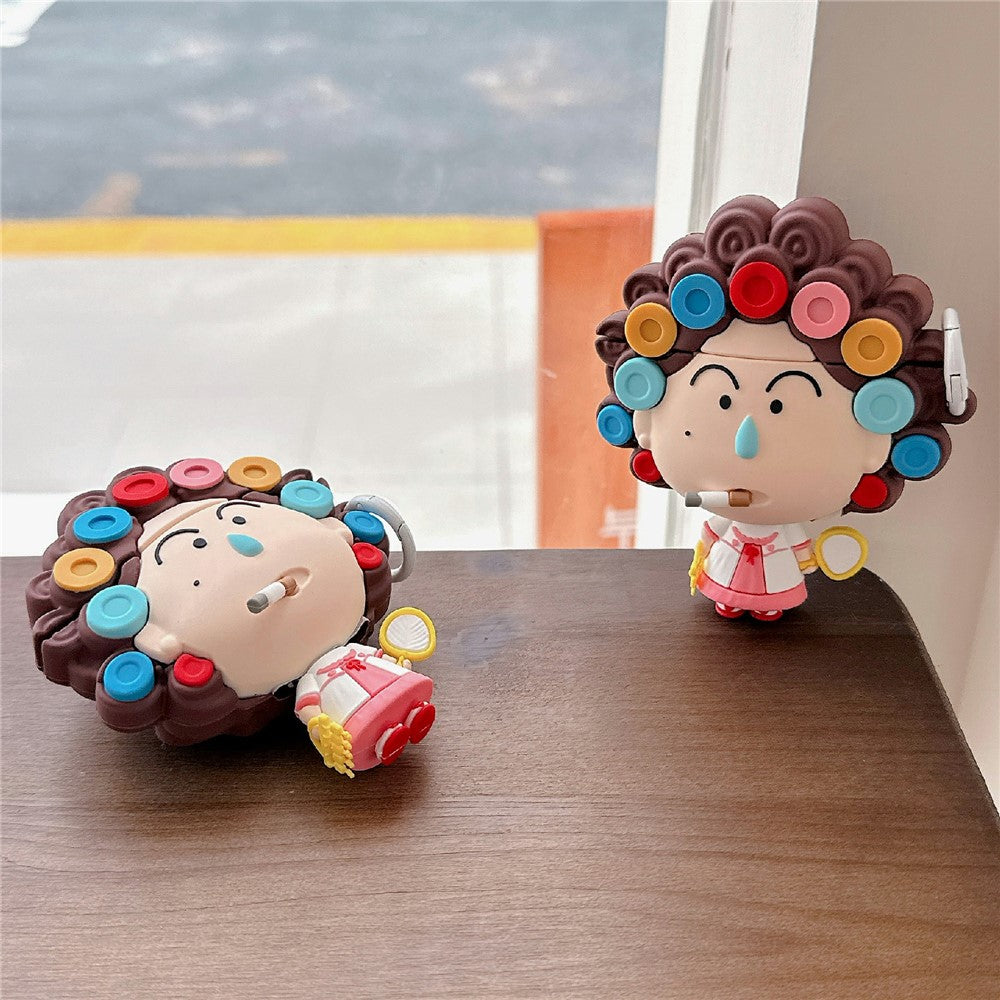Silicone Case Compatible With  AirPods 4  /  5 Cartoon Landlady Protective Cover with Hanging Buckle