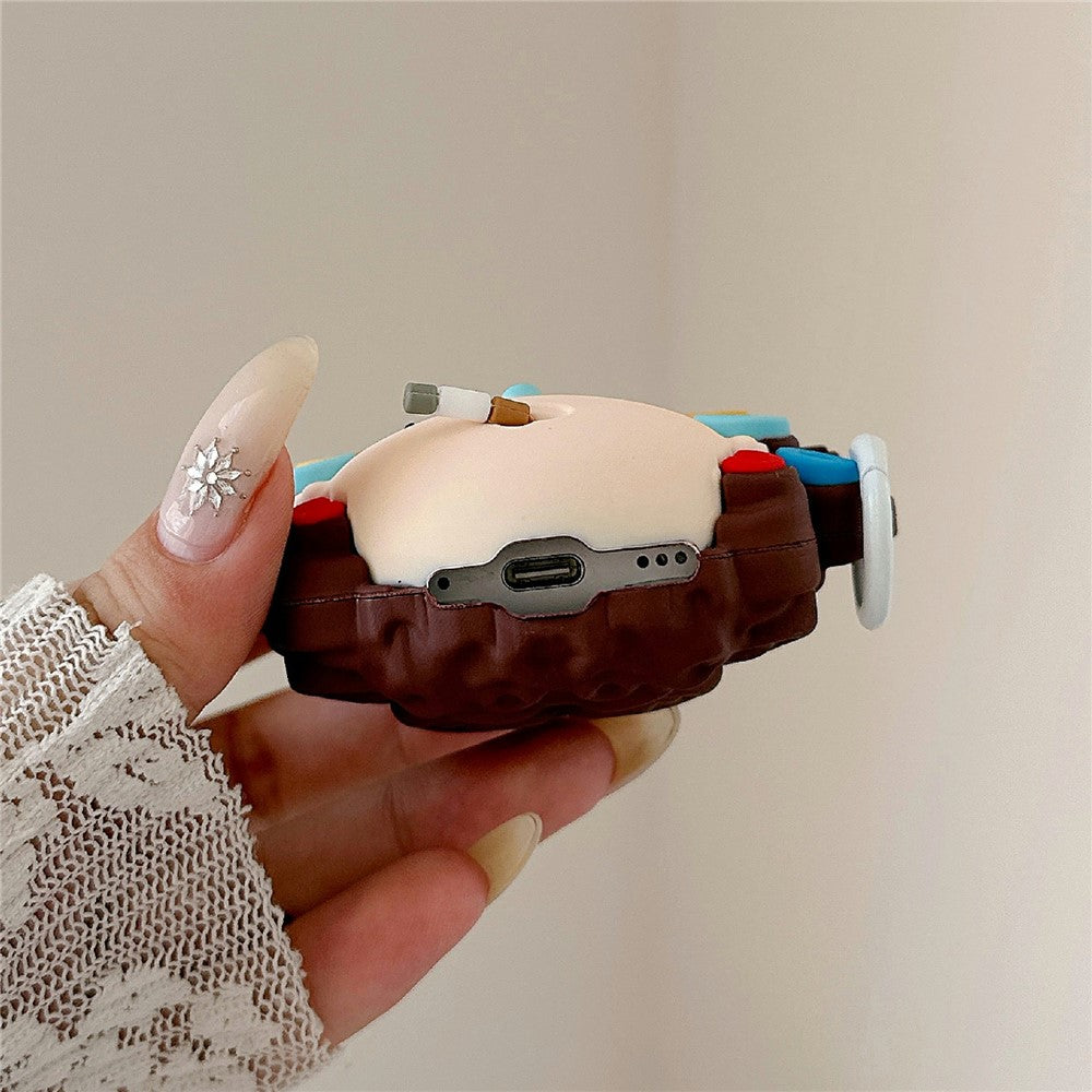 Silicone Case Compatible With  AirPods 4  /  5 Cartoon Landlady Protective Cover with Hanging Buckle