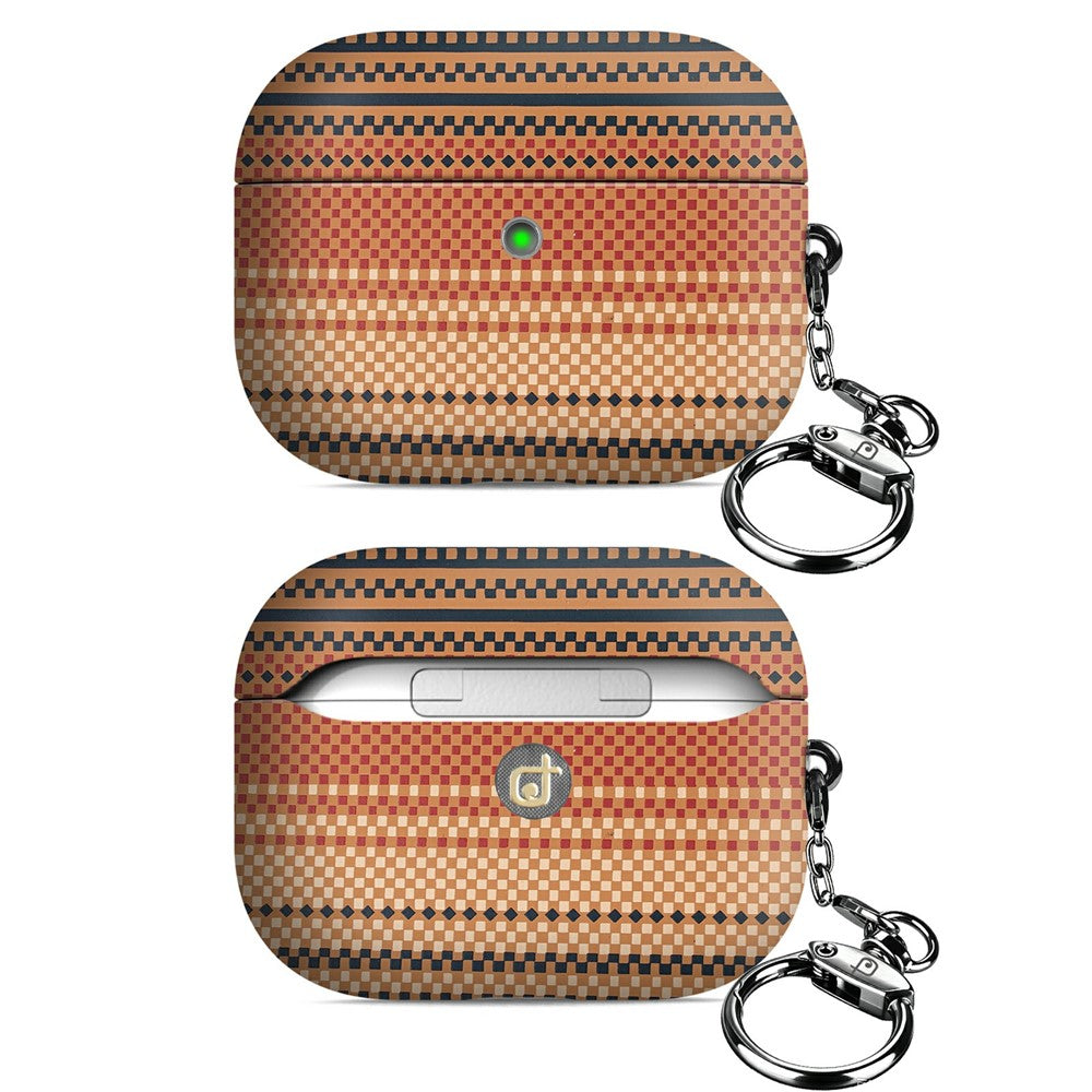 RIMBMAX J09 Compatible With  AirPods 5 / 4 Case Tech Fabric Texture Anti Drop Earphone Cover with Carabiner - Sunset