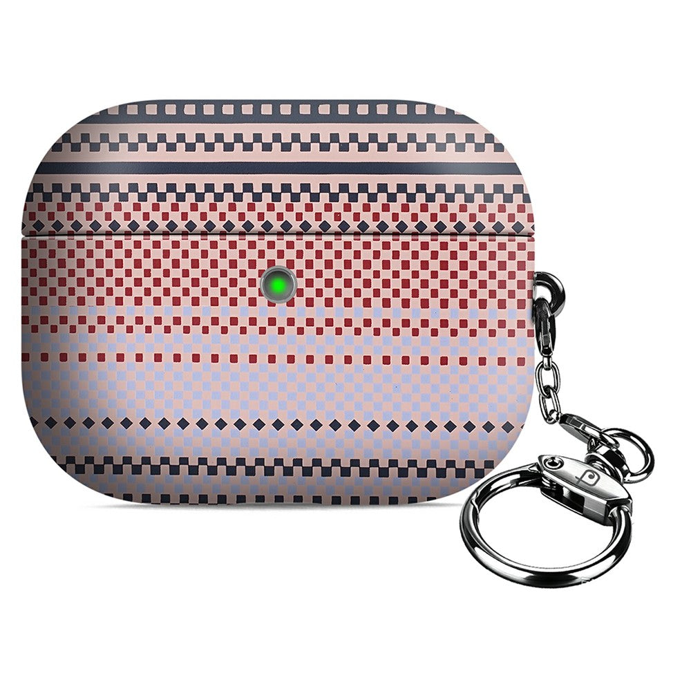 RIMBMAX J09 Compatible With  AirPods 5 / 4 Case Tech Fabric Texture Anti Drop Earphone Cover with Carabiner - Grey Pink