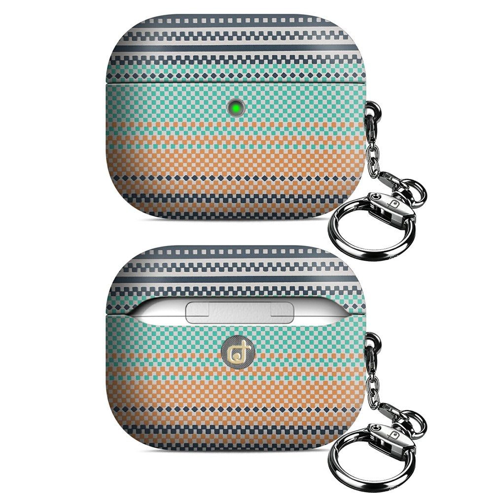 RIMBMAX J09 Compatible With  AirPods 5 / 4 Case Tech Fabric Texture Anti Drop Earphone Cover with Carabiner - Yellow Green