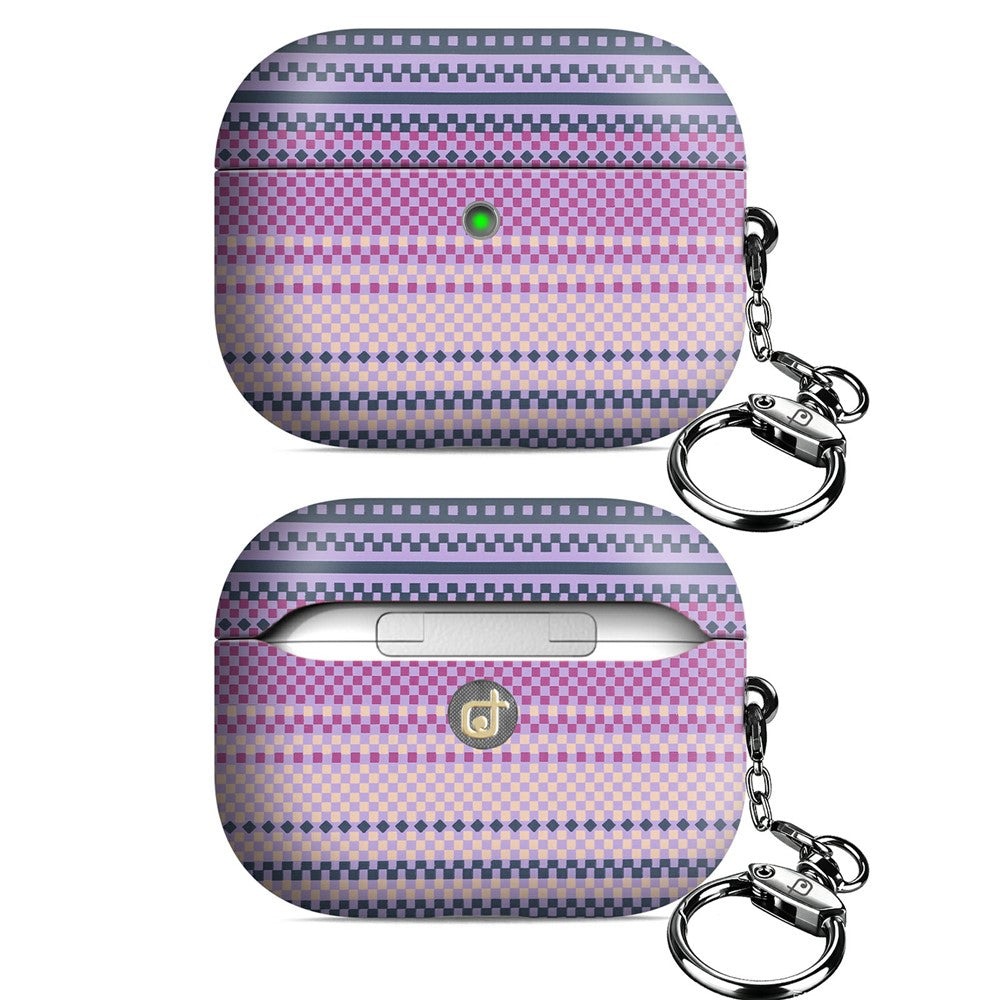 RIMBMAX J09 Compatible With  AirPods 5 / 4 Case Tech Fabric Texture Anti Drop Earphone Cover with Carabiner - Pink Purple