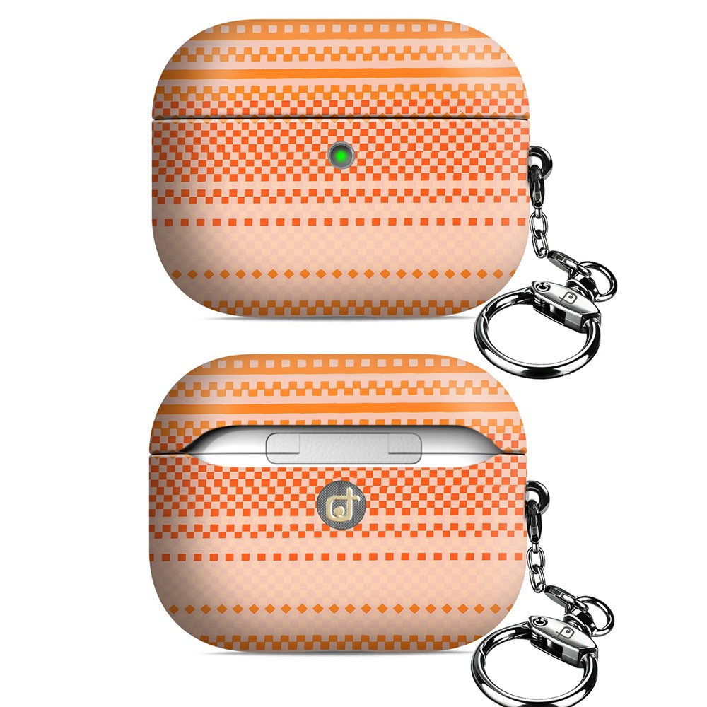 RIMBMAX J09 Compatible With  AirPods 5 / 4 Case Tech Fabric Texture Anti Drop Earphone Cover with Carabiner - Orange