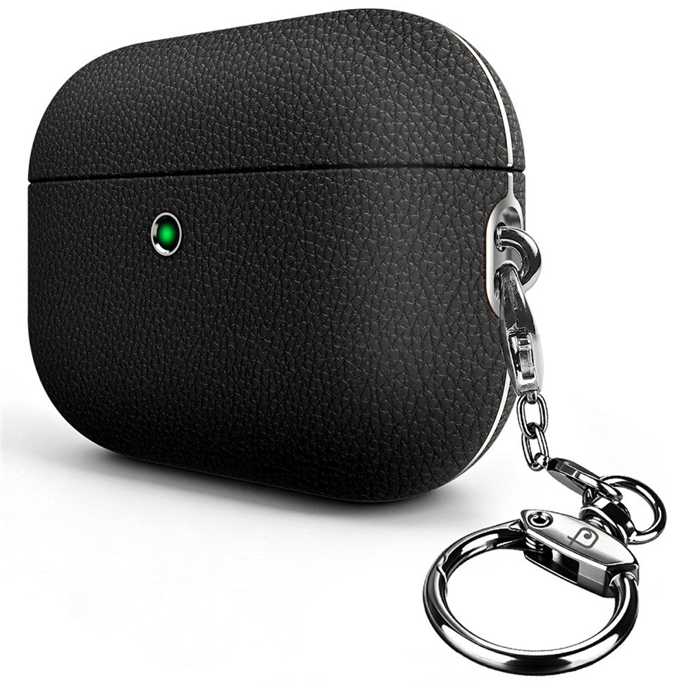 RIMBMAX J11 Compatible With  AirPods 5 / 4 Protective Case Tech Fabric Texture Leather Earphone Cover with Carabiner - Black