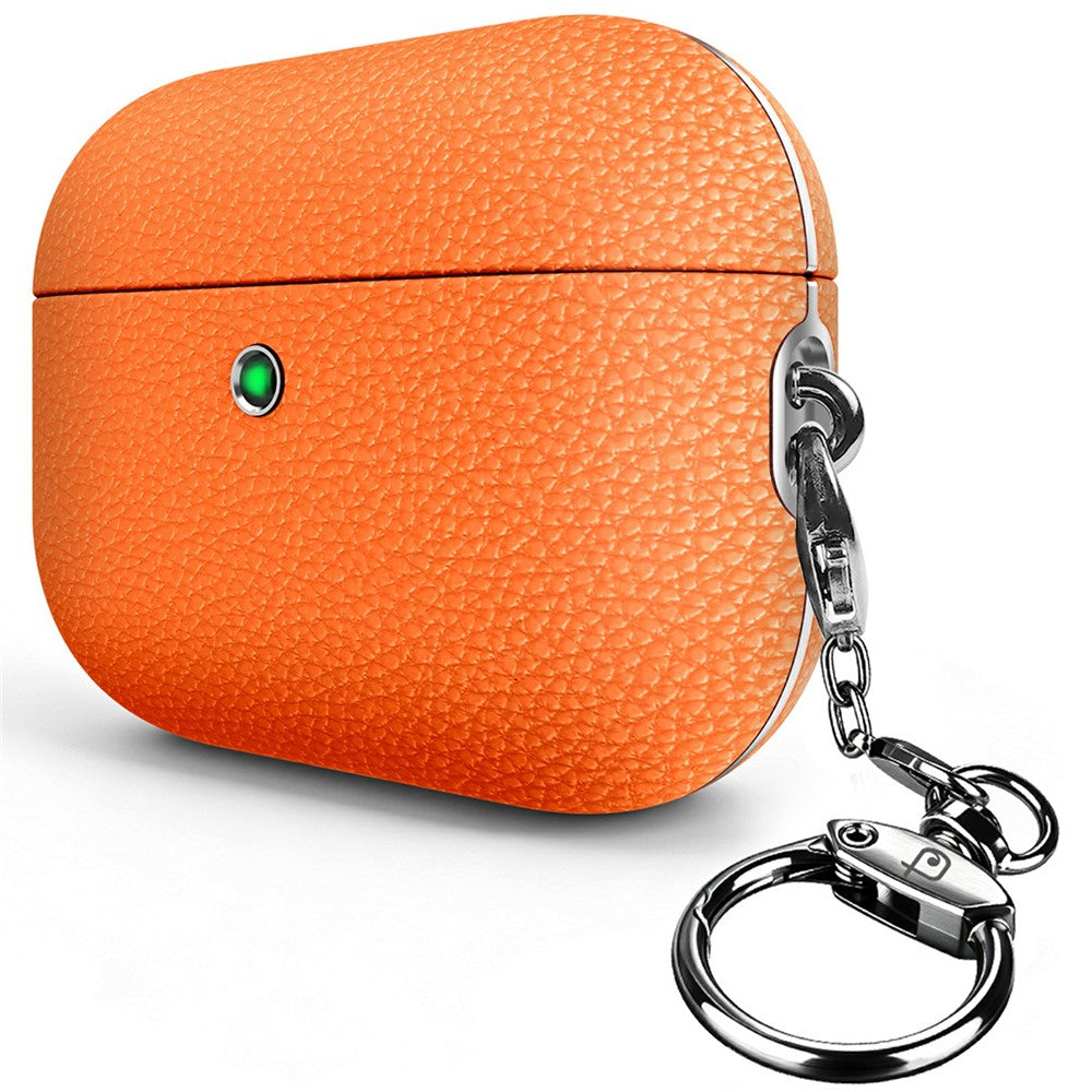 RIMBMAX J11 Compatible With  AirPods 5 / 4 Protective Case Tech Fabric Texture Leather Earphone Cover with Carabiner - Orange