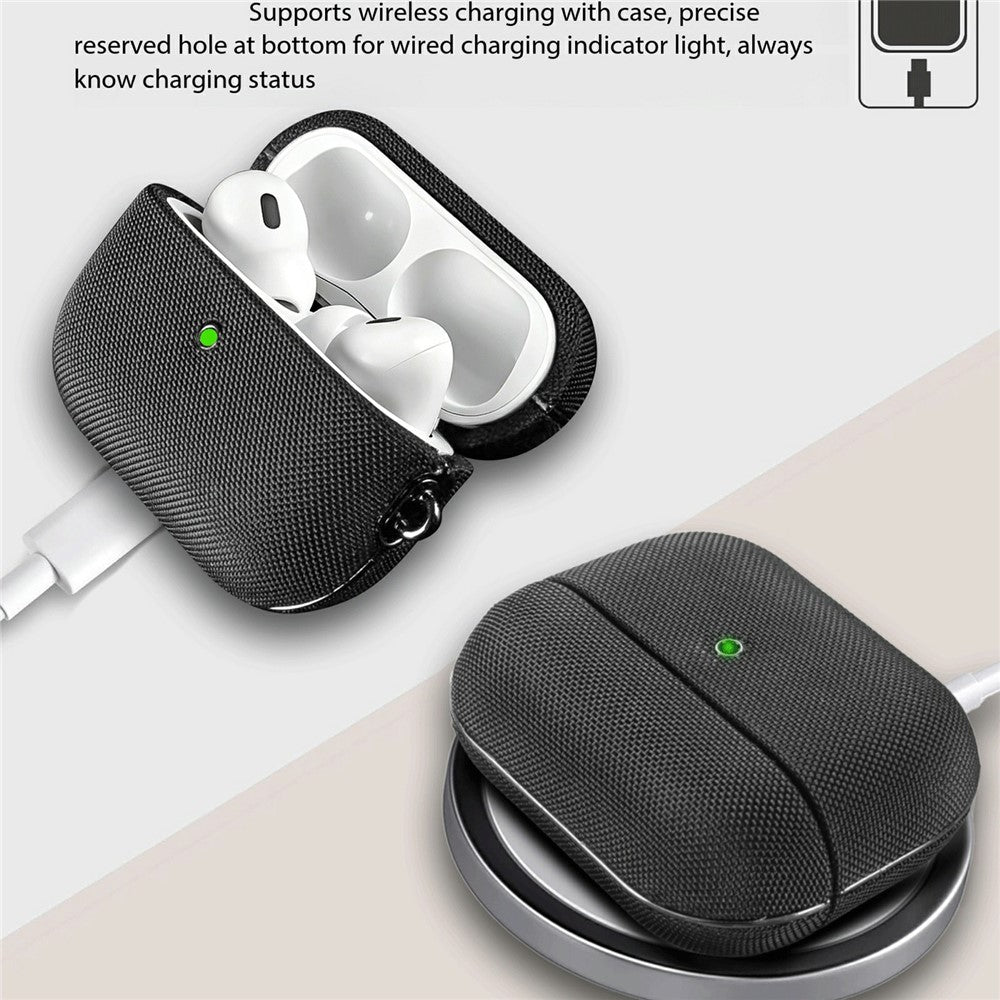 RIMBMAX J08 Compatible With  AirPods 5 / 4 Case Tech Fabric Anti Drop Earphone Cover with Carabiner - Orange