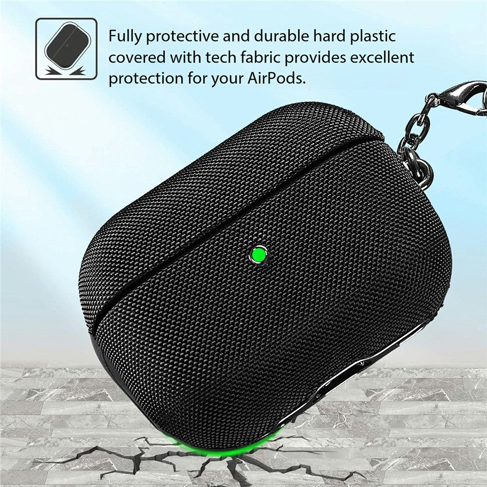 RIMBMAX J08 Compatible With  AirPods 5 / 4 Case Tech Fabric Anti Drop Earphone Cover with Carabiner - Grey