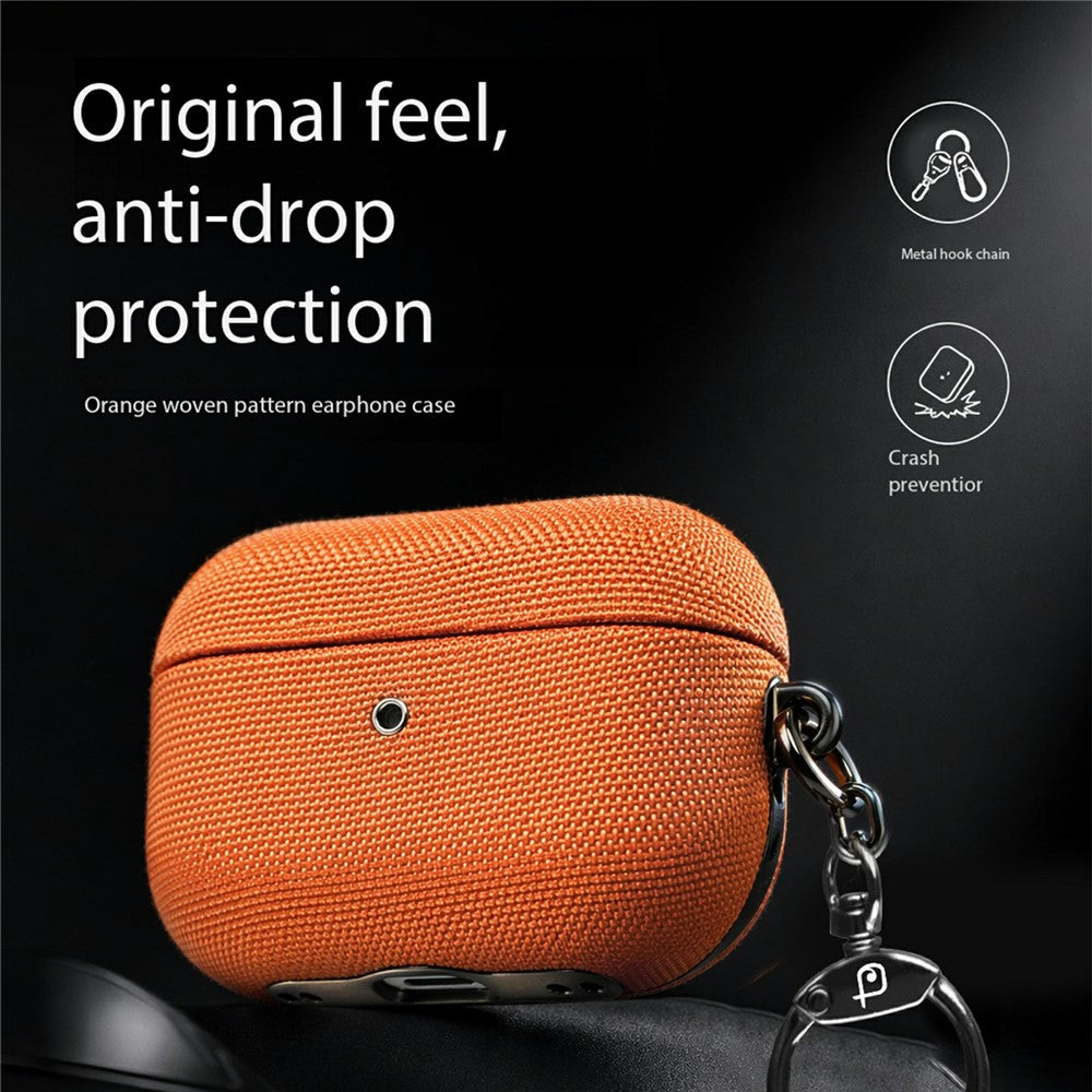 RIMBMAX J08 Compatible With  AirPods 5 / 4 Case Tech Fabric Anti Drop Earphone Cover with Carabiner - Brown