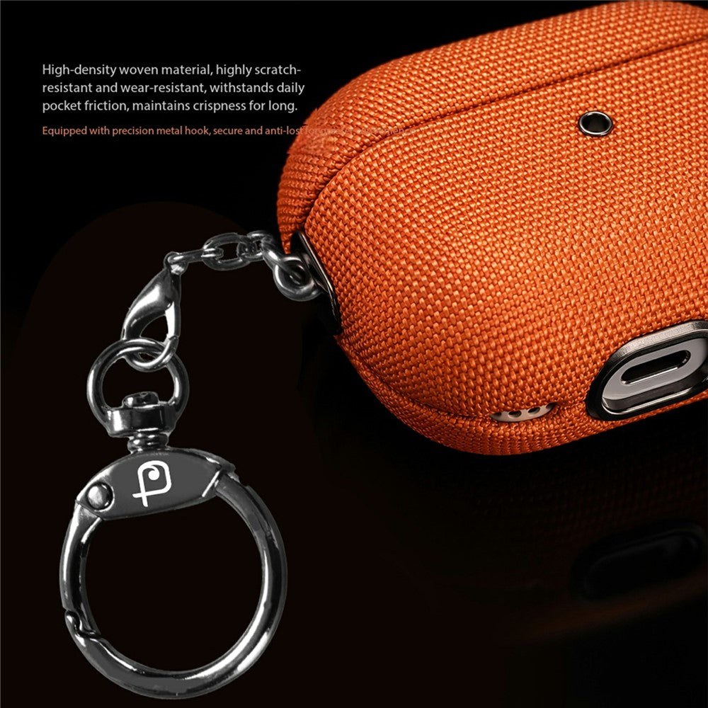 RIMBMAX J08 Compatible With  AirPods 5 / 4 Case Tech Fabric Anti Drop Earphone Cover with Carabiner - Brown