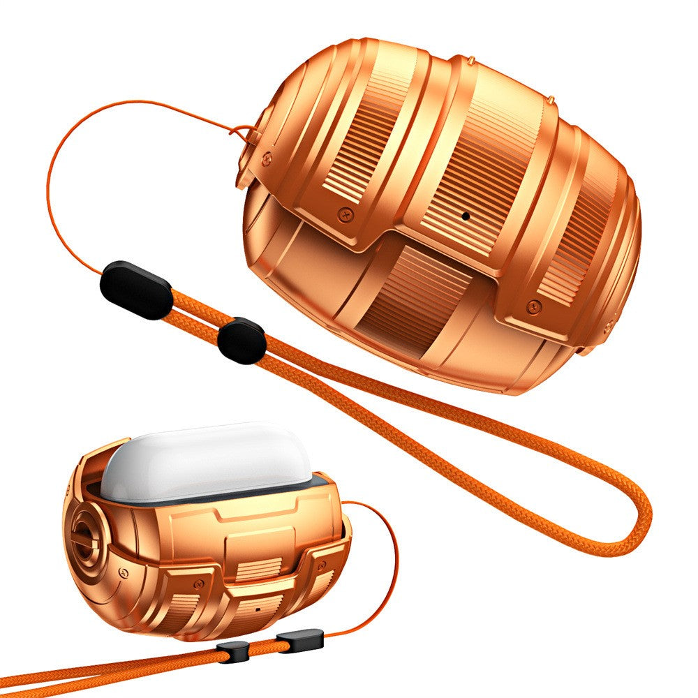 Compatible With  AirPods 5 / AirPods 4 Case PC + Silicone Earphone Cover Space Capsule Style Armor Shell with Lanyard - Orange