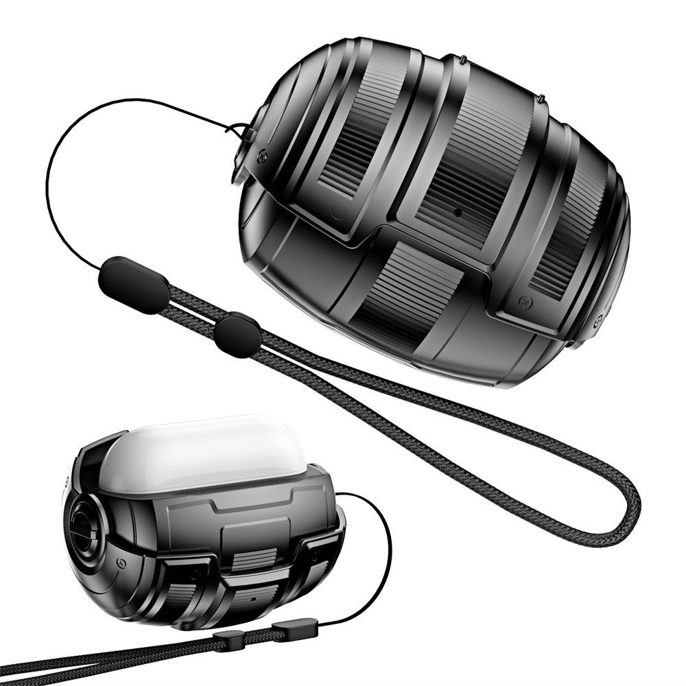 Compatible With  AirPods 5 / AirPods 4 Case PC + Silicone Earphone Cover Space Capsule Style Armor Shell with Lanyard - Black
