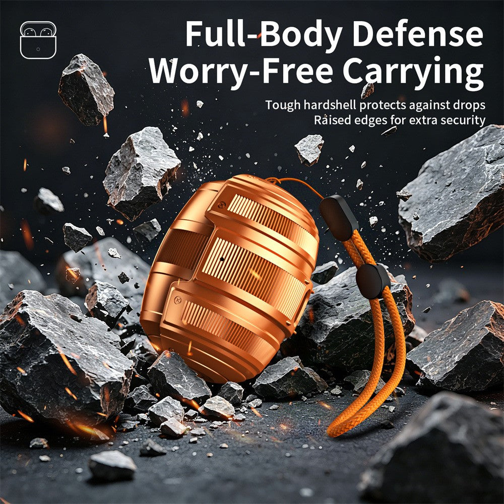 Compatible With  AirPods 5 / AirPods 4 Case PC + Silicone Earphone Cover Space Capsule Style Armor Shell with Lanyard - Black