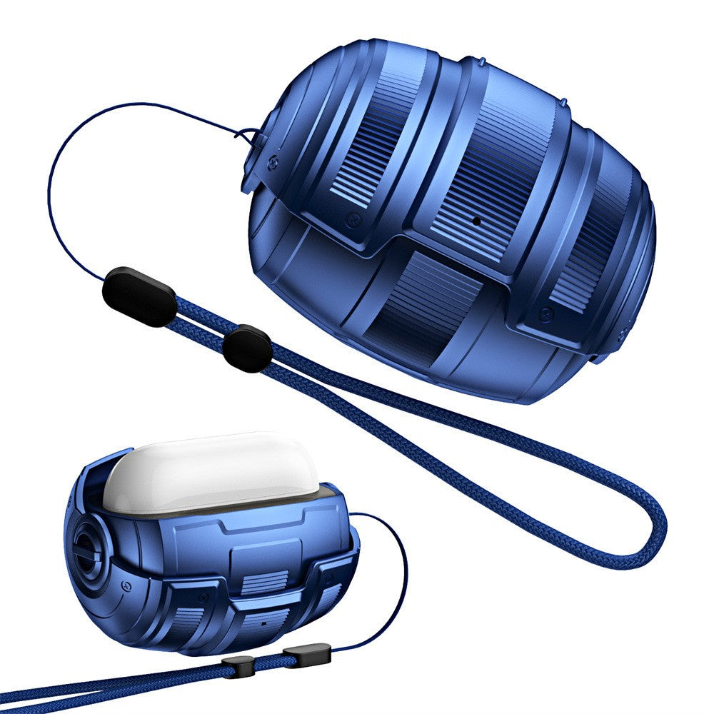 Compatible With  AirPods 5 / AirPods 4 Case PC + Silicone Earphone Cover Space Capsule Style Armor Shell with Lanyard - Blue