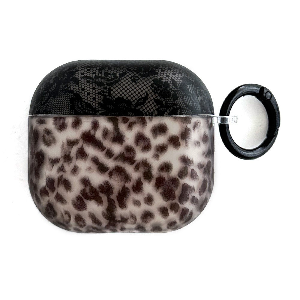 Compatible With  AirPods 4 Lace Leopard Print TPU Earbud Charging Case Cover with Carrying Buckle
