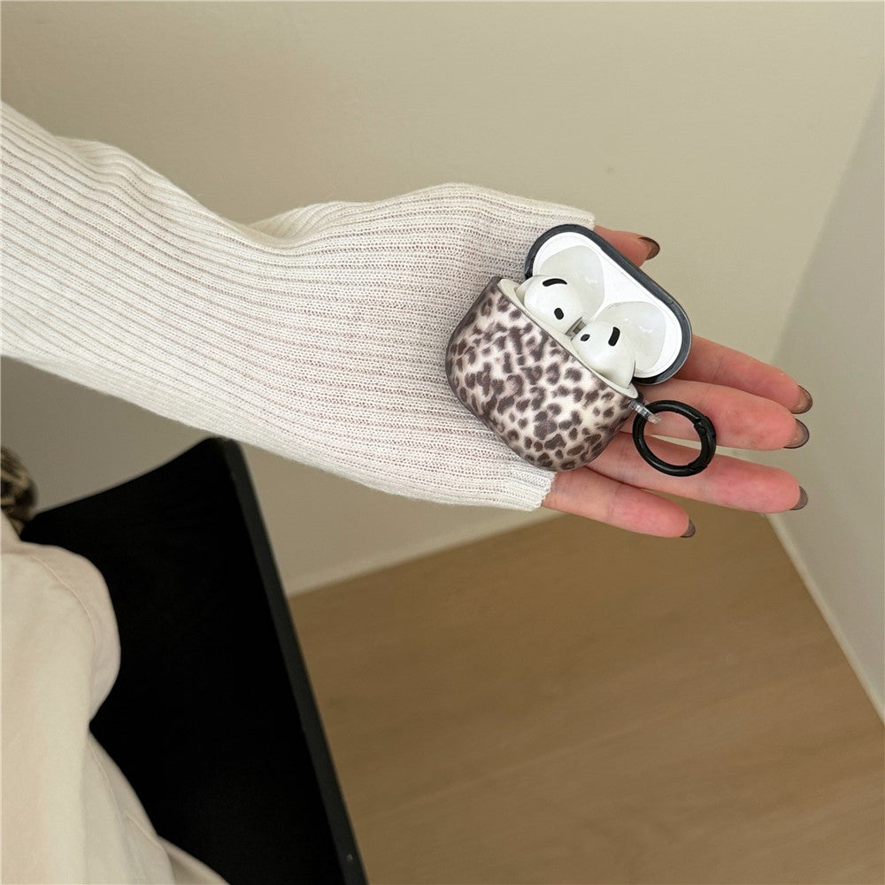Compatible With  AirPods 4 Lace Leopard Print TPU Earbud Charging Case Cover with Carrying Buckle