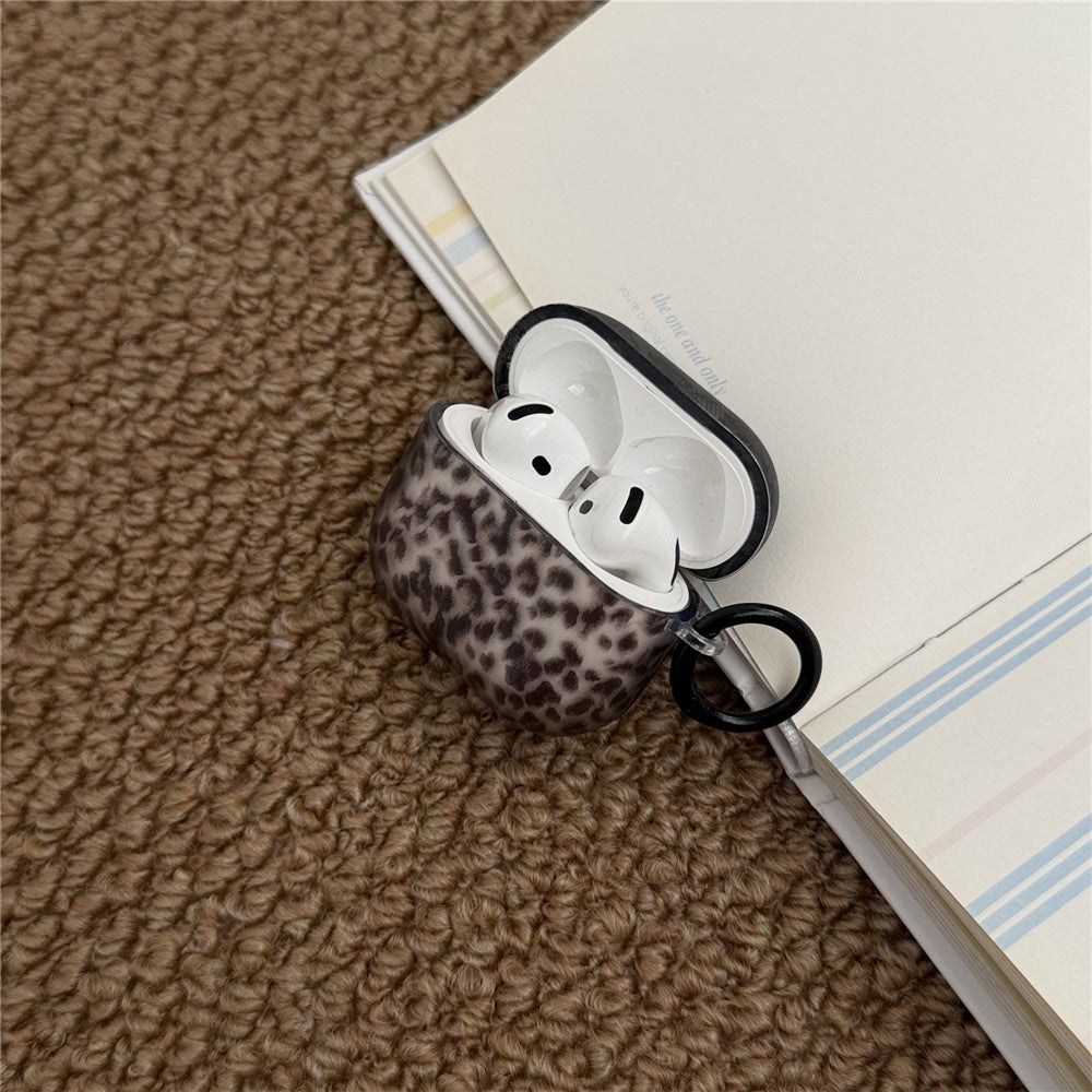 Compatible With  AirPods 4 Lace Leopard Print TPU Earbud Charging Case Cover with Carrying Buckle