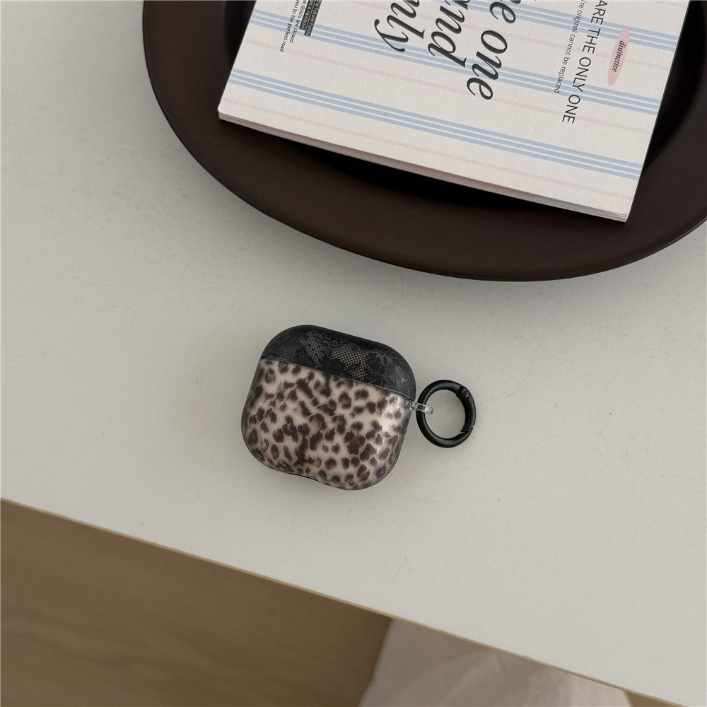 Compatible With  AirPods 4 Lace Leopard Print TPU Earbud Charging Case Cover with Carrying Buckle