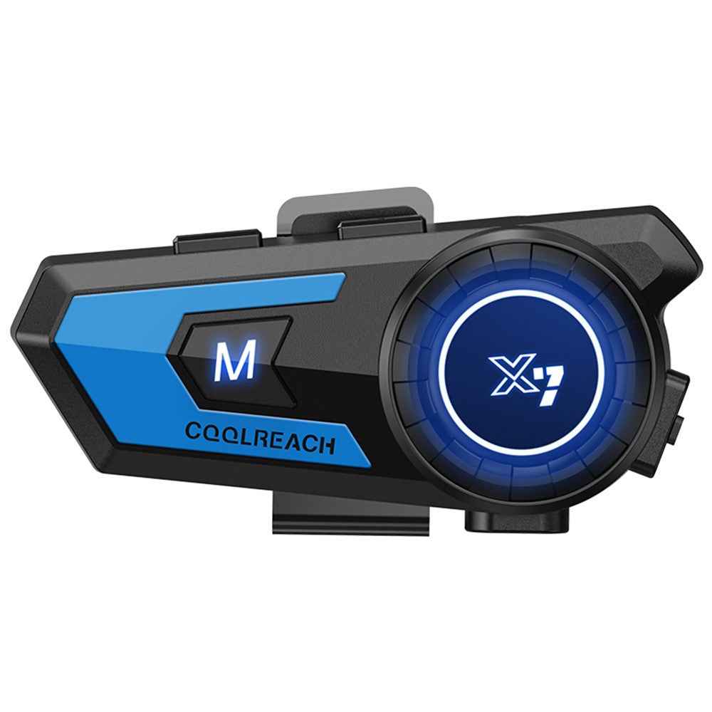 COOLREACH X7 Motorcycle Helmet Bluetooth-compatible Headset Waterproof Wireless Earpiece with 2 in 1 Soft and Hard Mic - Blue