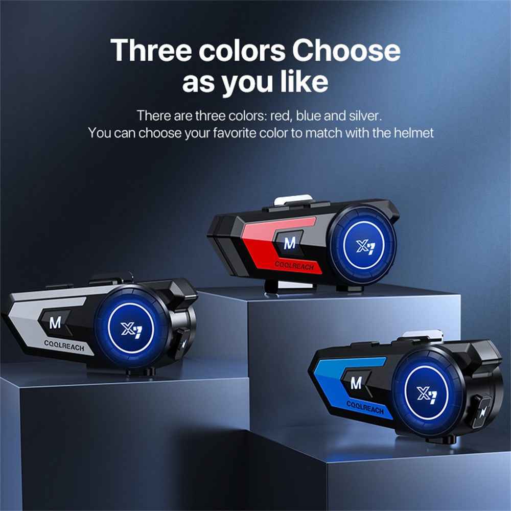COOLREACH X7 Motorcycle Helmet Bluetooth-compatible Headset Waterproof Wireless Earpiece with 2 in 1 Soft and Hard Mic - Silver