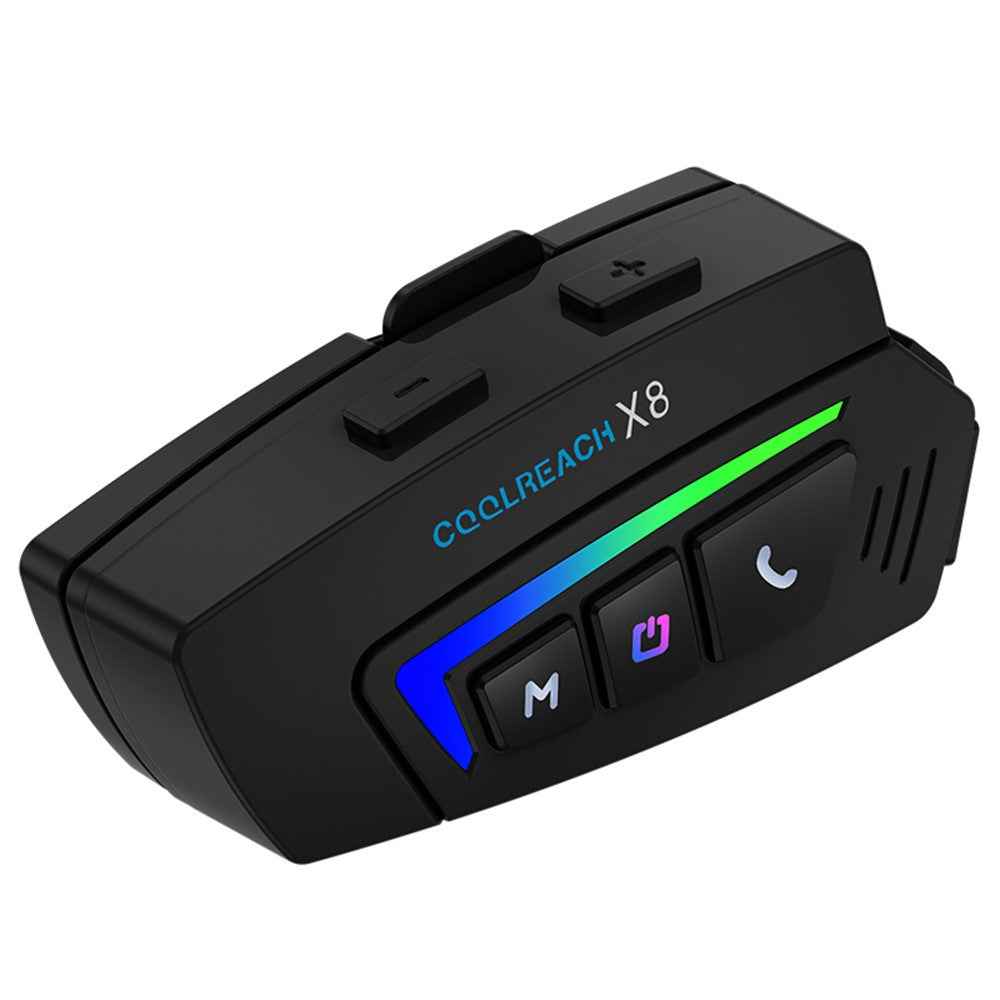 COOLREACH X8 Motorcycle Helmet Bluetooth-compatible Headset Wireless Riding Waterproof Earphones with RGB Light - Soft Mic
