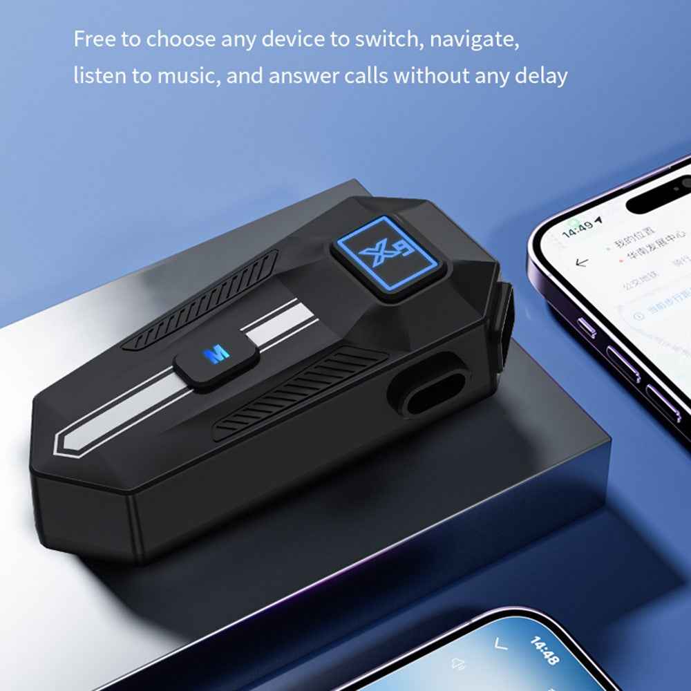 X9 Motorcycle Helmet Bluetooth-Compatible Headset Waterproof Wireless Riding Earphones with 2 in 1 Soft and Hard Mic - White