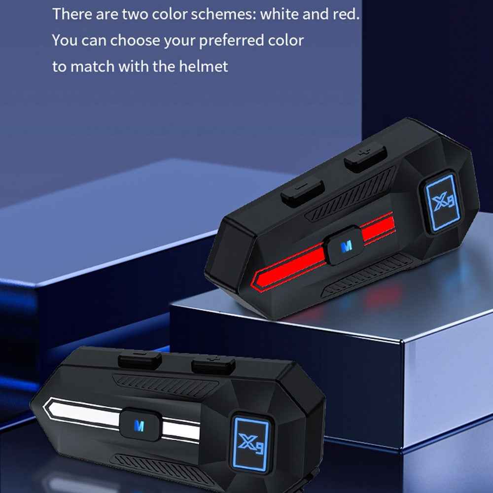 X9 Motorcycle Helmet Bluetooth-Compatible Headset Waterproof Wireless Riding Earphones with 2 in 1 Soft and Hard Mic - Red