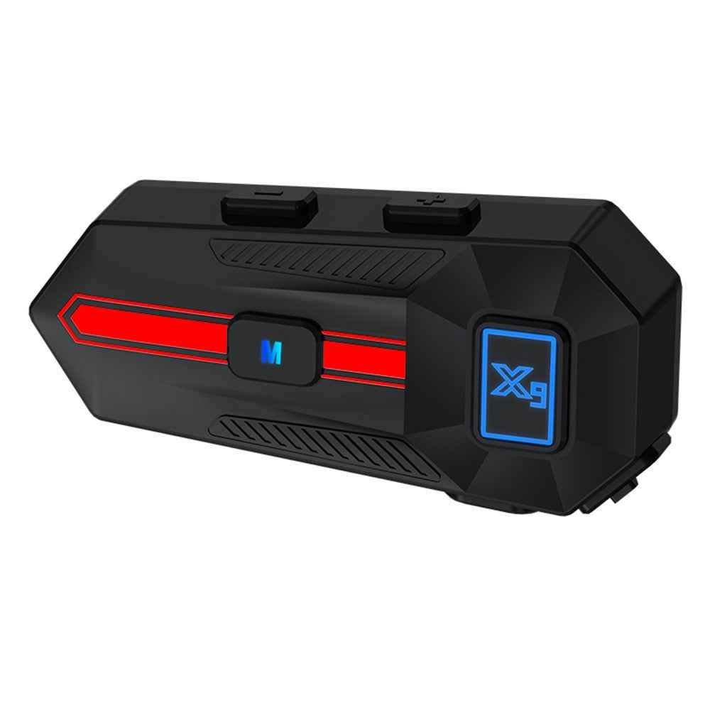X9 Motorcycle Helmet Bluetooth-compatible Headset Waterproof Wireless Riding Earphones - Red / Hard Mic