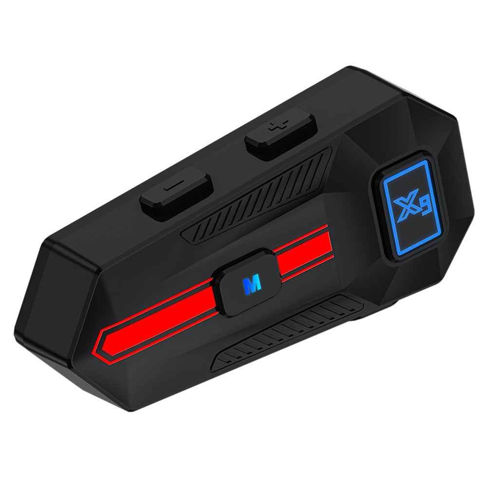 X9 Motorcycle Helmet Bluetooth-compatible Headset Waterproof Wireless Riding Earphones - Red / Hard Mic