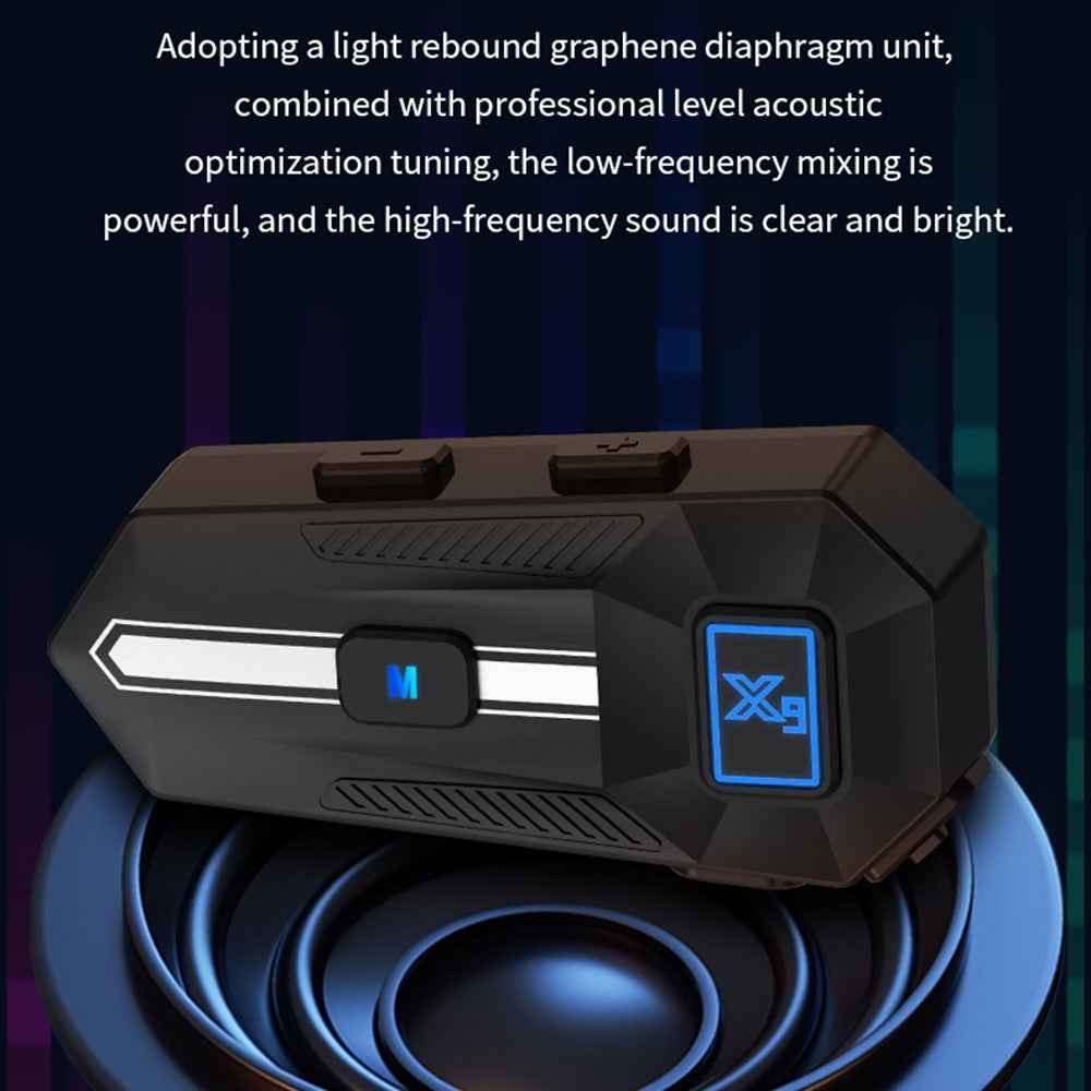 X9 Motorcycle Helmet Bluetooth-compatible Headset Waterproof Wireless Riding Earphones - Red / Hard Mic