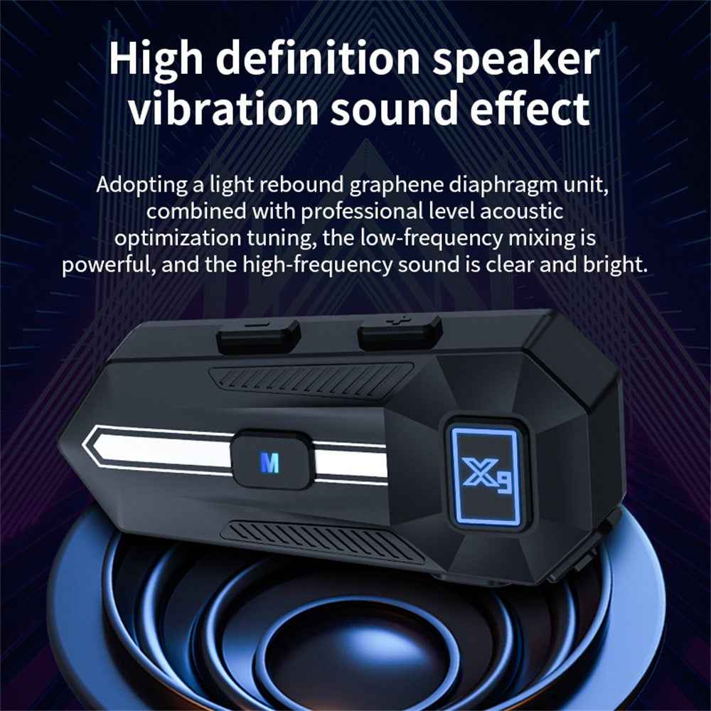 X9 Motorcycle Helmet Bluetooth-compatible Headset Waterproof Wireless Riding Earphones - Red / Hard Mic