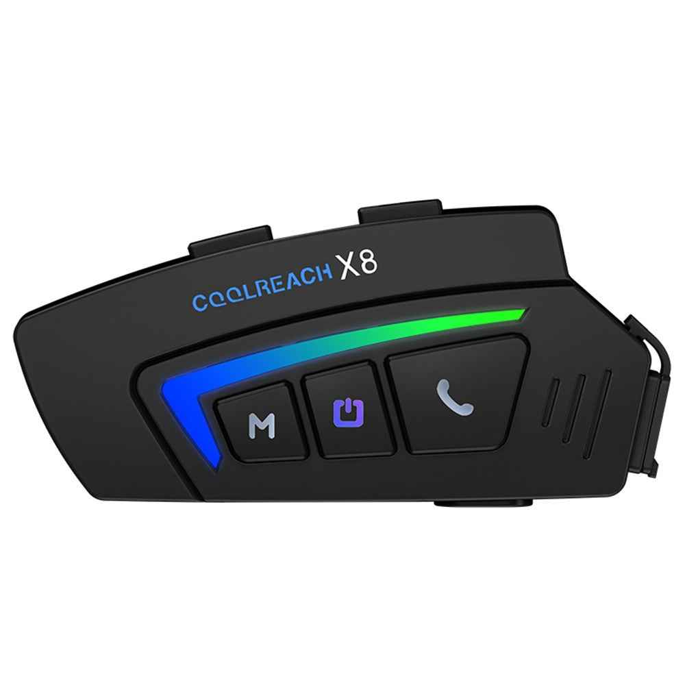 COOLREACH X8 Motorcycle Helmet Bluetooth-Compatible Headset Wireless Riding Earphones with 2 in 1 Soft and Hard Mic