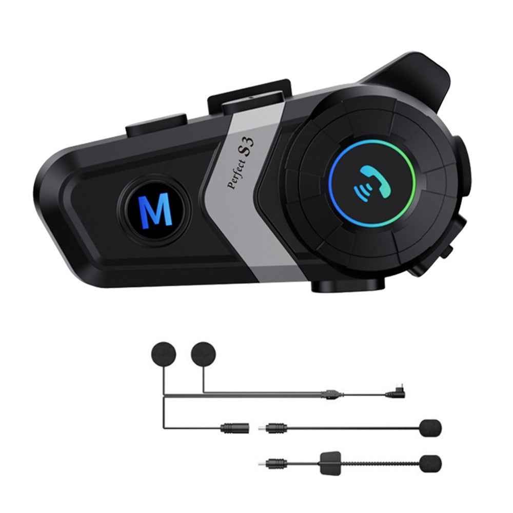 S3 Motorcycle Helmet Bluetooth-Compatible Headset Waterproof Wireless Earphones with 2 in 1 Soft and Hard Mic - Silver