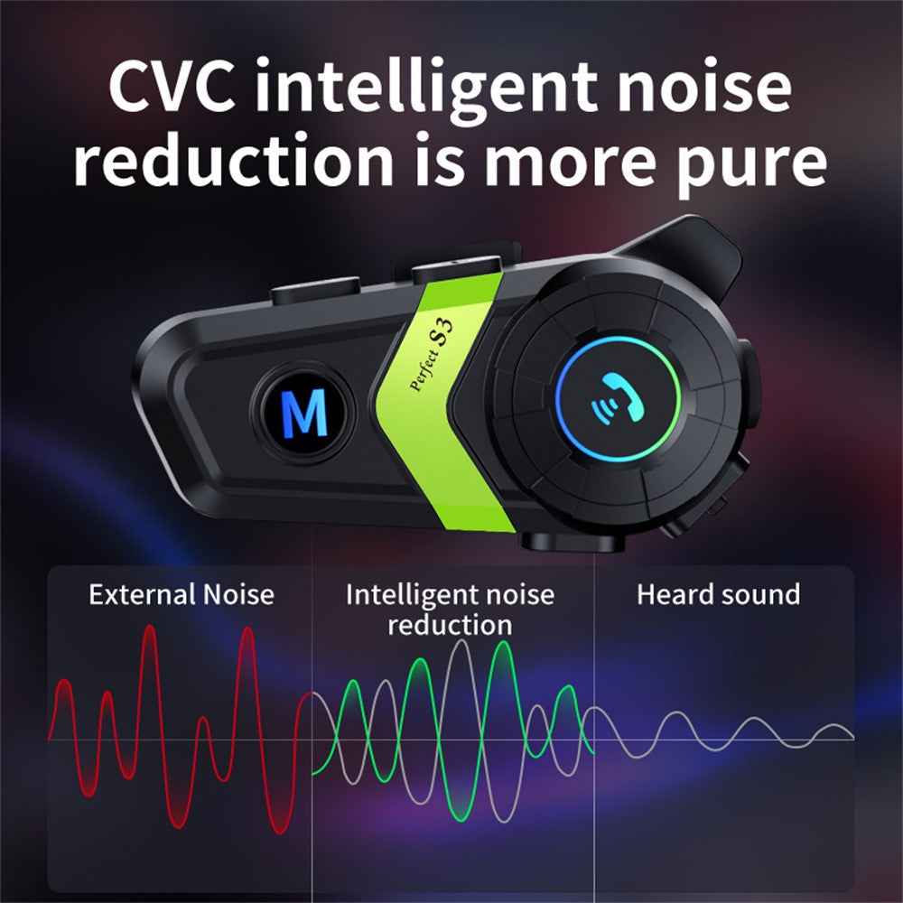 S3 Motorcycle Helmet Bluetooth-Compatible Headset Waterproof Wireless Earphones with 2 in 1 Soft and Hard Mic - Silver