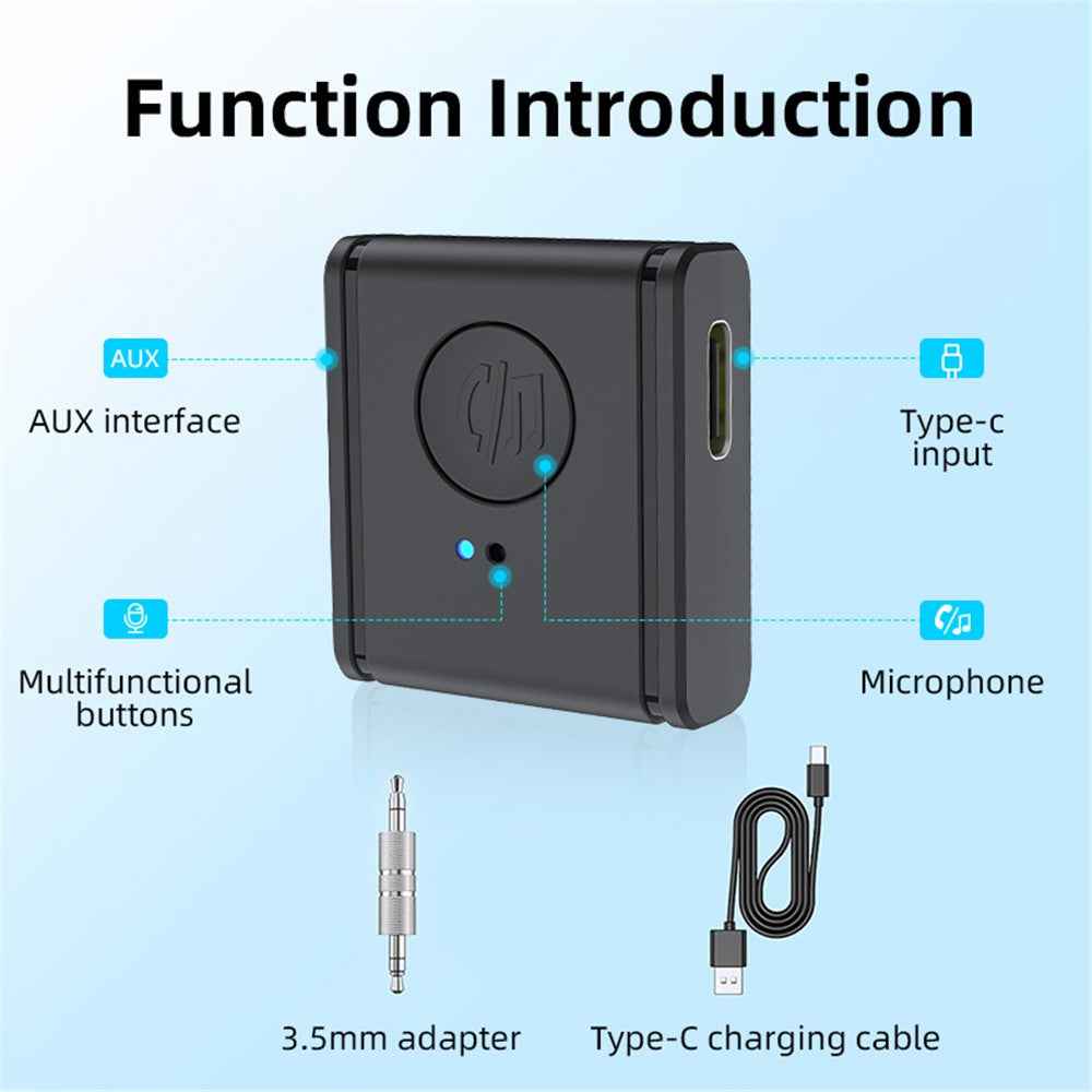 B1 3.5mm Car Audio Adapter HiFi Sound Hand-Free Call Bluetooth-compatible 5.3 AUX Receiver