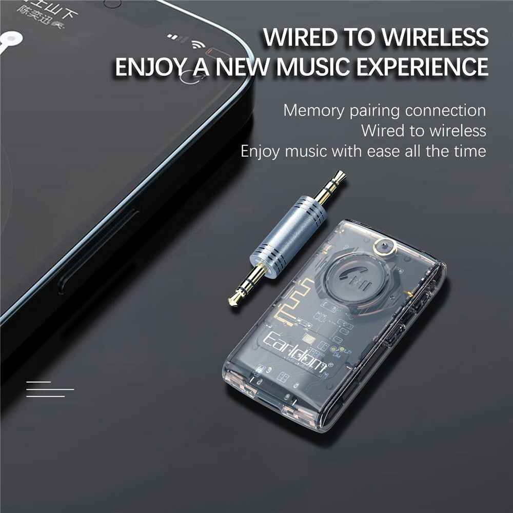 EARLDOM ET-BR01 Transparent Bluetooth-compatible 5.3 Audio Receiver Car Hand-Free Call 3.5mm AUX Adapter