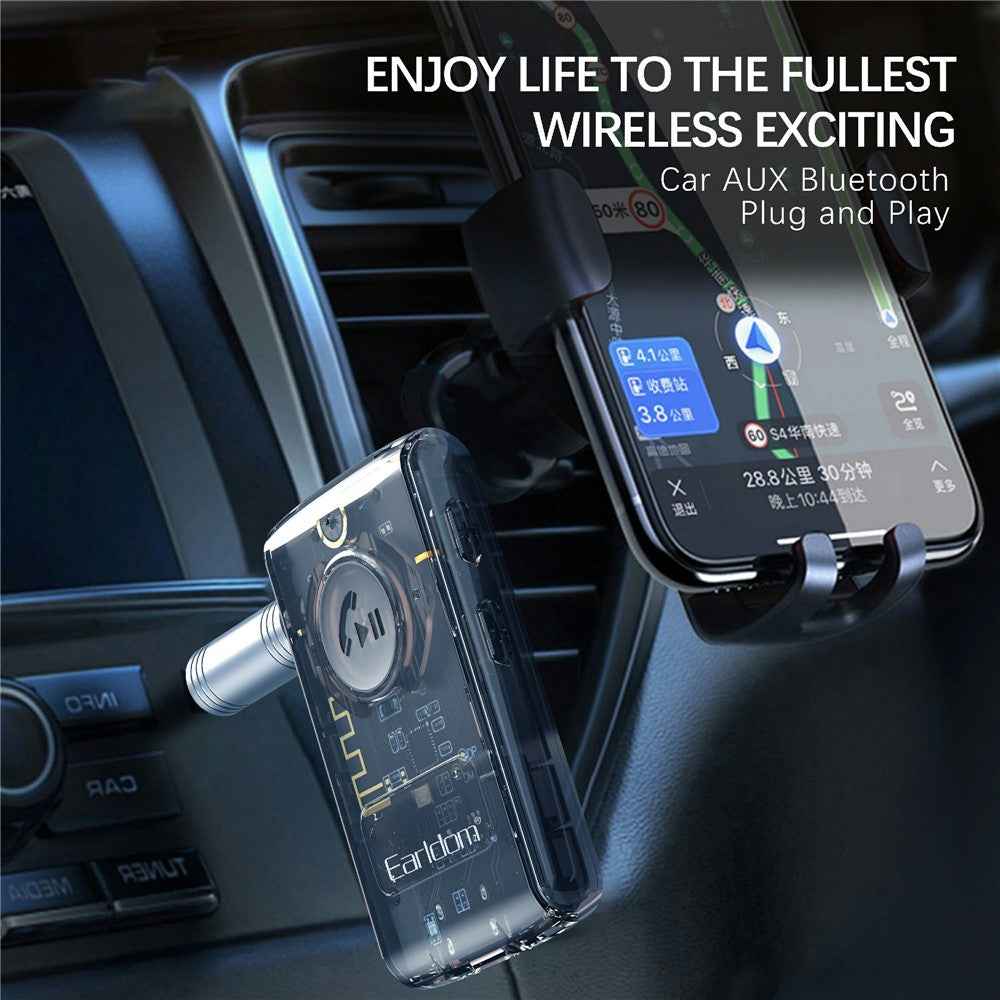 EARLDOM ET-BR01 Transparent Bluetooth-compatible 5.3 Audio Receiver Car Hand-Free Call 3.5mm AUX Adapter