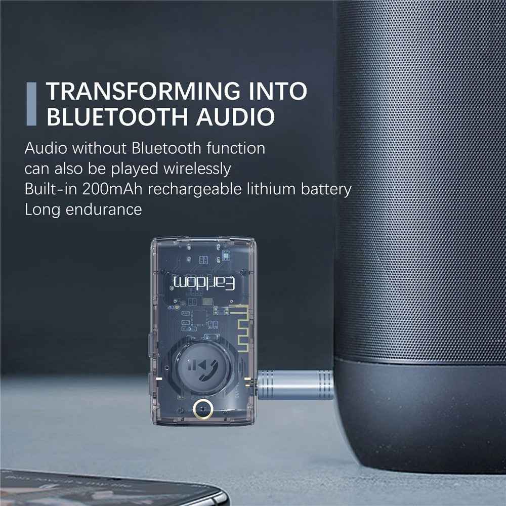EARLDOM ET-BR01 Transparent Bluetooth-compatible 5.3 Audio Receiver Car Hand-Free Call 3.5mm AUX Adapter