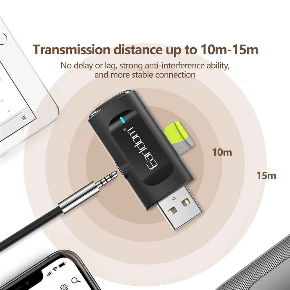EARLDOM ET-BR06 Car Bluetooth-compatible 5.3 Receiver Audio Adapter with TF Card, AUX Port