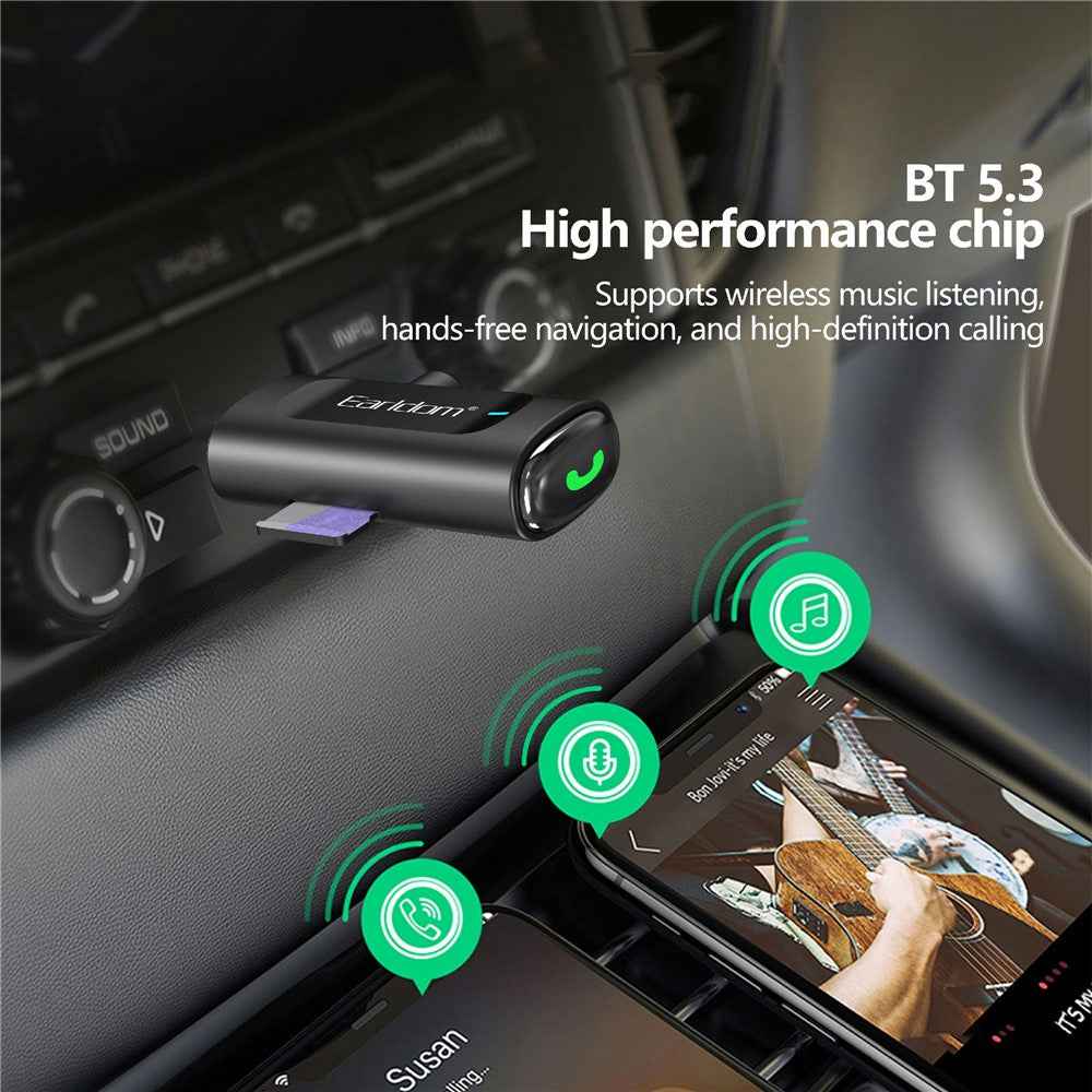 EARLDOM ET-BR06 Car Bluetooth-compatible 5.3 Receiver Audio Adapter with TF Card, AUX Port