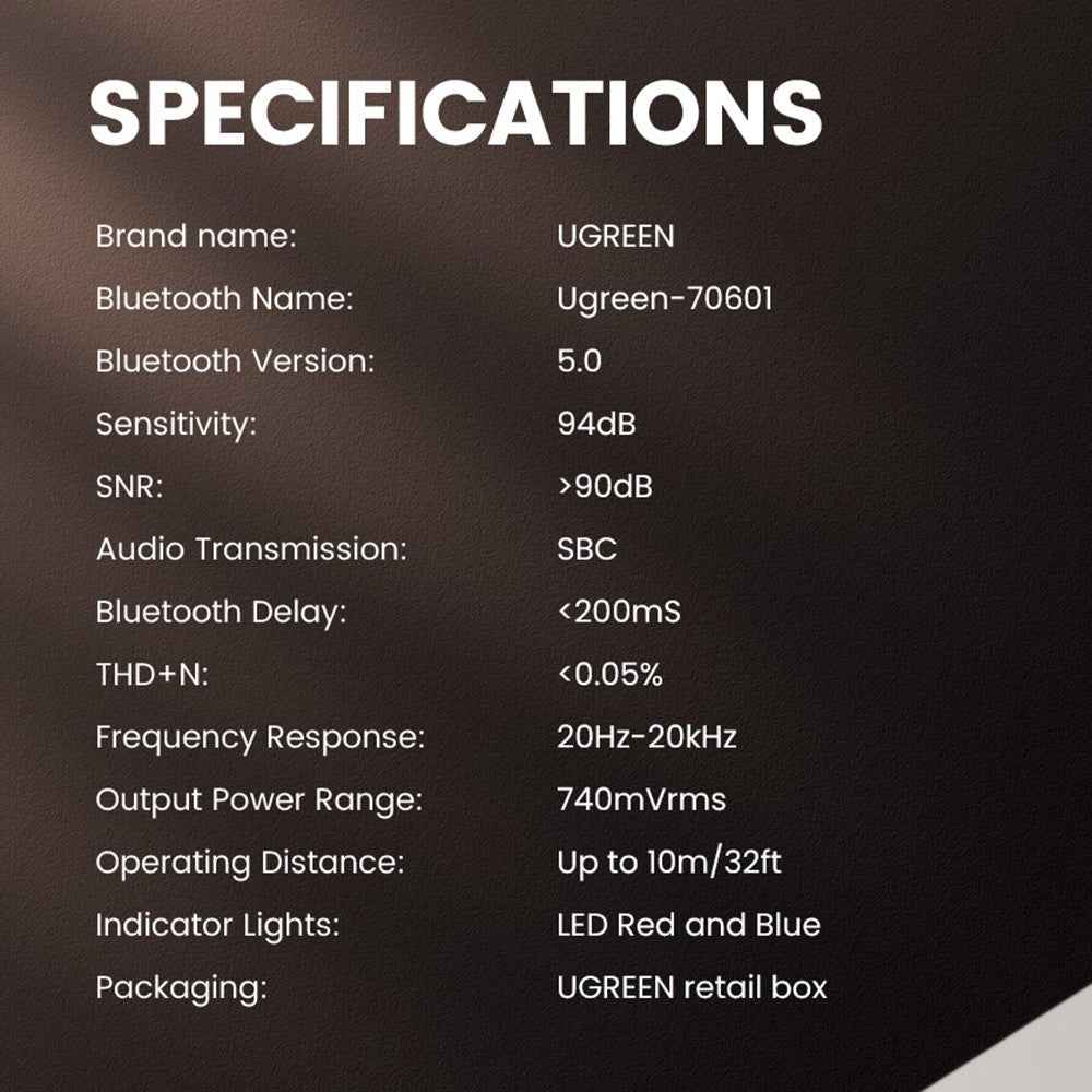 UGREEN Car Bluetooth-compatible 5.0 Adapter USB to 3.5mm Aux Audio Music Wireless Receiver Hands-free Adapter