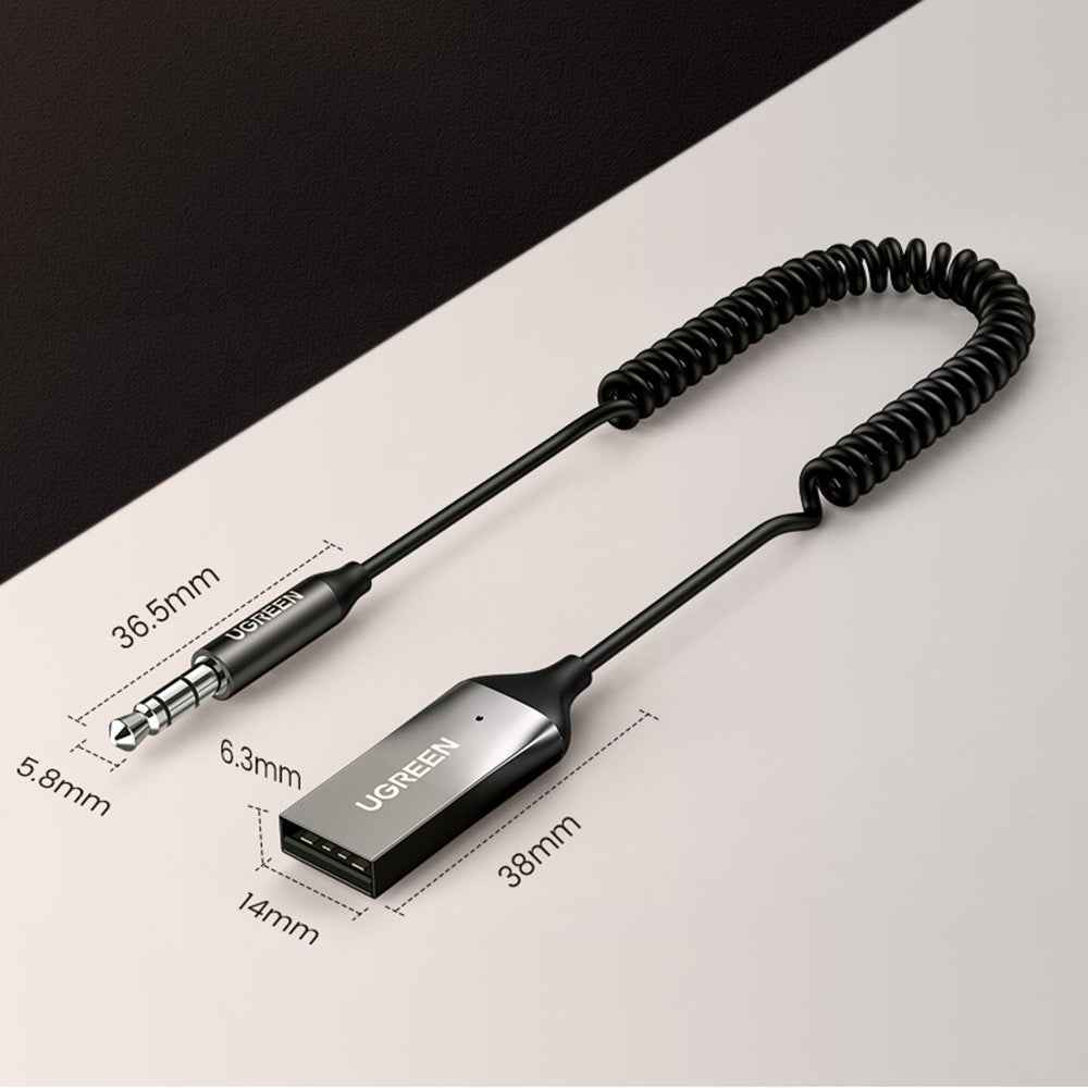 UGREEN Car Bluetooth-compatible 5.0 Adapter USB to 3.5mm Aux Audio Music Wireless Receiver Hands-free Adapter