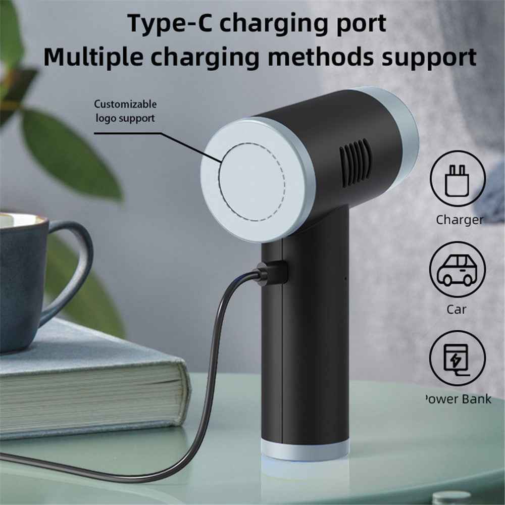 JC-B1 Cordless Air Duster Blower Electric Air Blower Rechargeable Handheld Computer Laptop Keyboard Cleaning Tool - Black / Silver