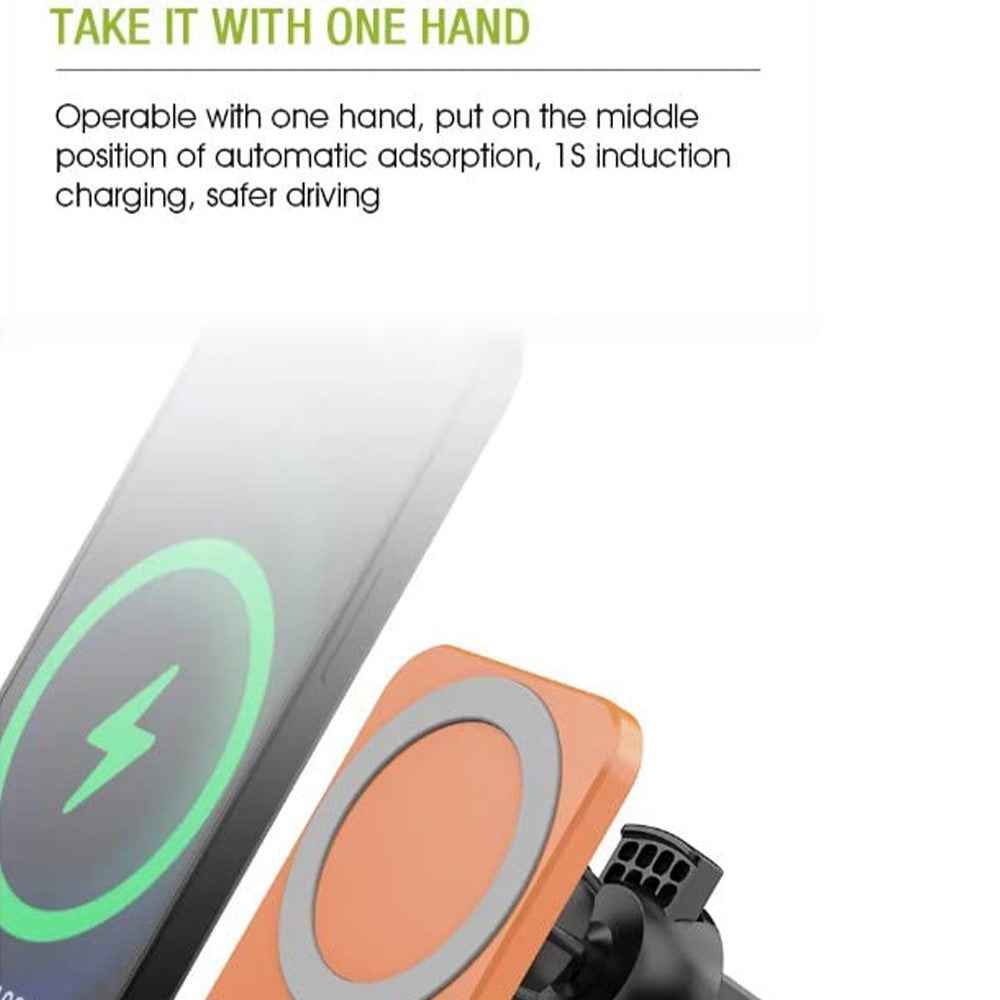 W87 Car Air Outlet Phone Mount Magnetic Wireless Charger Cell Phone Bracket - White