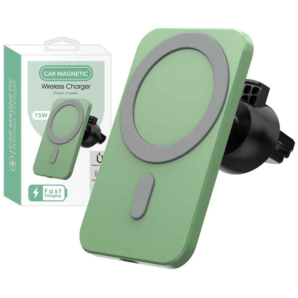 W87 Car Air Outlet Phone Mount Magnetic Wireless Charger Cell Phone Bracket - Green