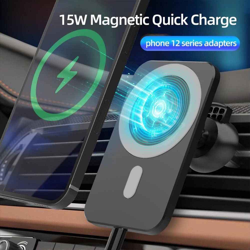 W87 Car Air Outlet Phone Mount Magnetic Wireless Charger Cell Phone Bracket - Green
