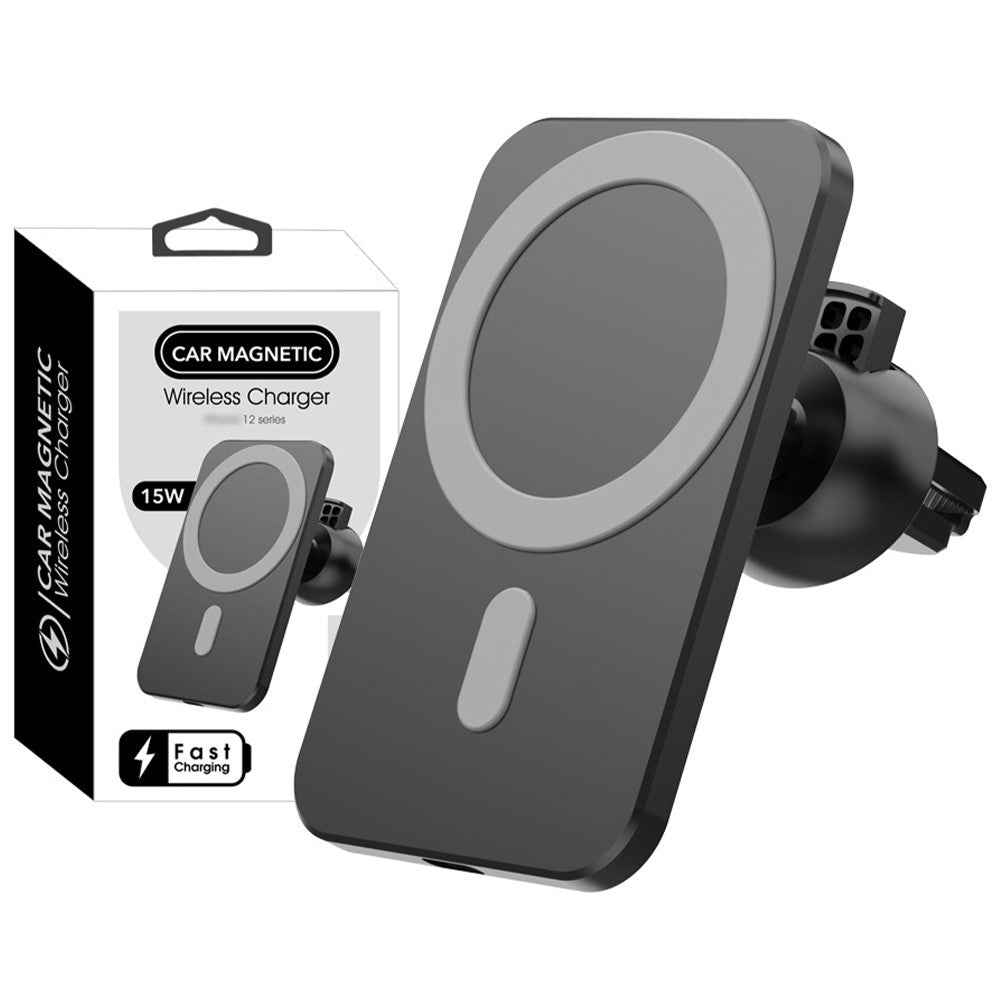 W87 Car Air Outlet Phone Mount Magnetic Wireless Charger Cell Phone Bracket - Black