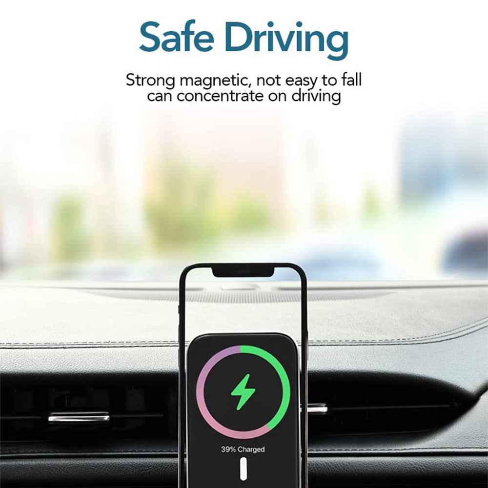 W87 Car Air Outlet Phone Mount Magnetic Wireless Charger Cell Phone Bracket - Black