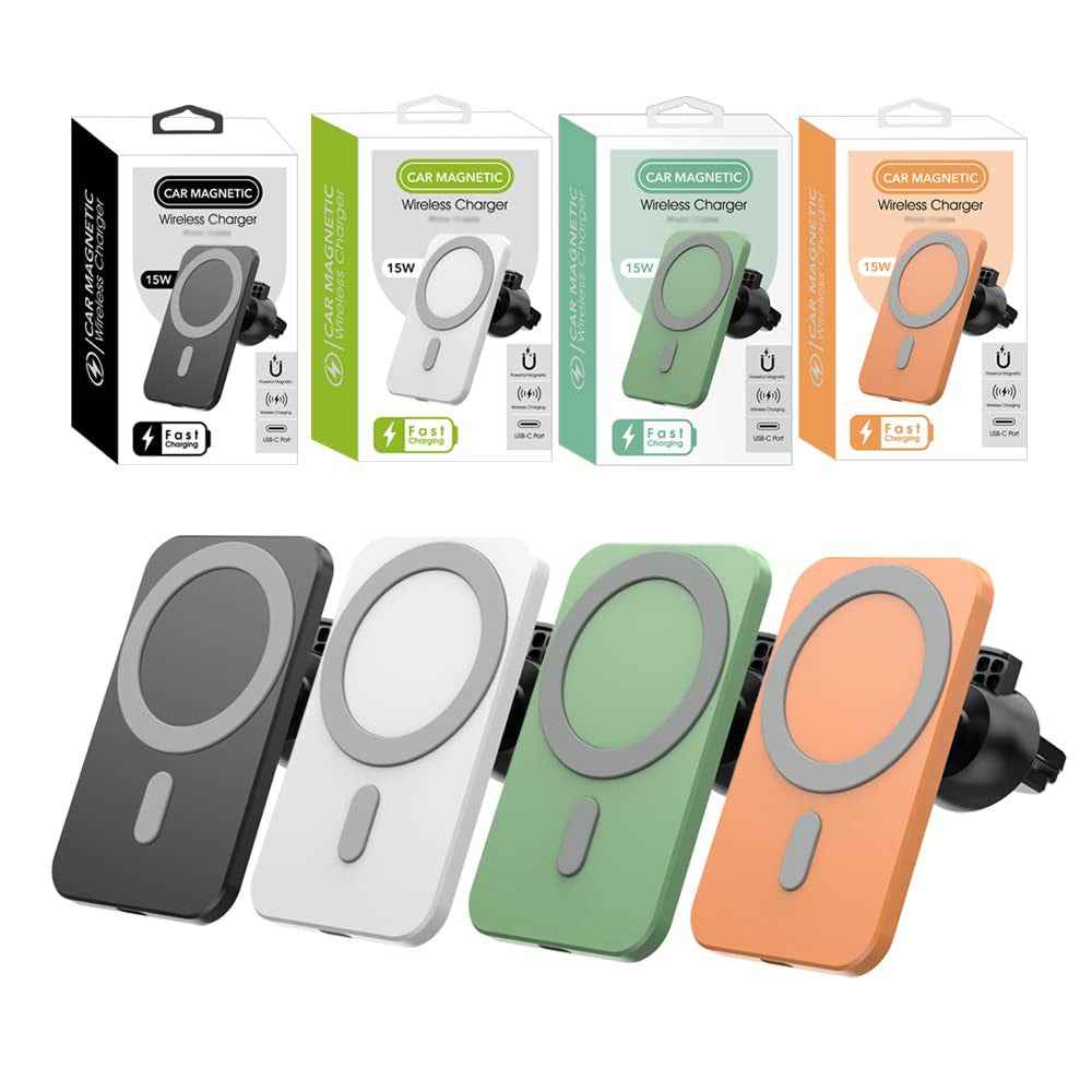 W87 Car Air Outlet Phone Mount Magnetic Wireless Charger Cell Phone Bracket - Black