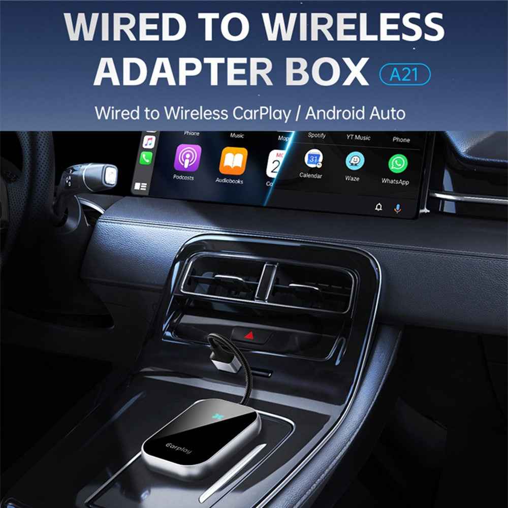 A21 Dual Band WiFi Bluetooth-compatible Car Android Auto Adapter Carplay Box Wired to Wireless Dongle